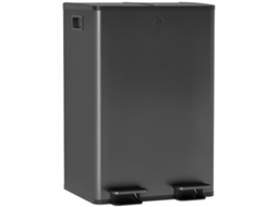 Lixeira de Cozinha 2 Compartimentos 2x28l,aço Inoxidável,tampa com Fechamento Suave,45,8x36x67,6cm,preto BTFORUS