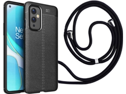 Capa Oneplus 9 Rugged Leather com Fita Preto