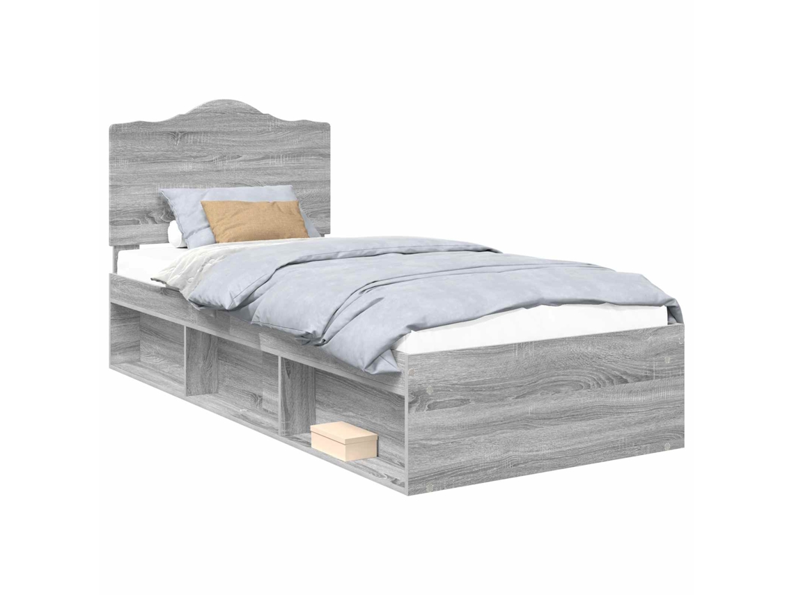 Estrutura da Cama com Cabeceira Cinza Sonoma 90x200 cm MAISON EXCLUSIVE