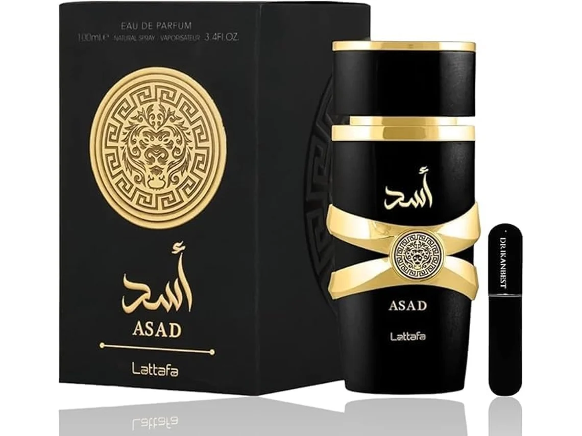 Perfume Asad para Homens Eau de Parfum 100ml (Original) Perfume Árabe Oriental Intenso Brinde Atomizador 5ml DRIKANBEST