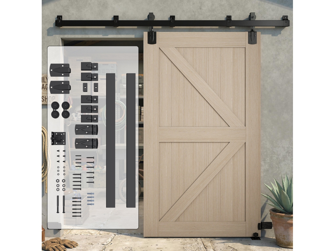Kit de Ferragens para Porta de Correr Pesada 244cm Preto para Portas Simples BTFORUS