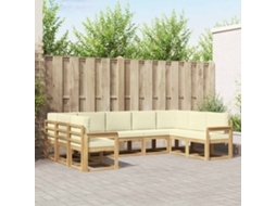 Vidaxl Conjunto De Sofás Para Exterior 9 Pcs Branco E Creme