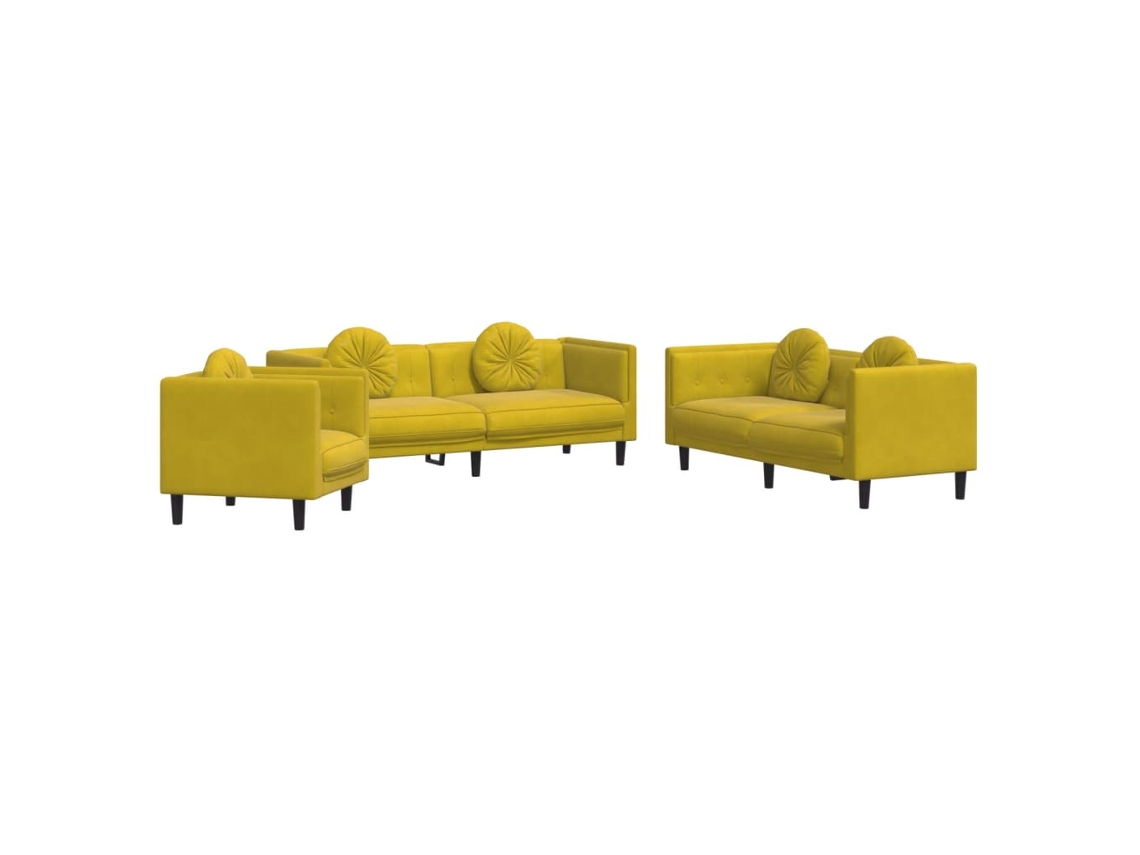 Sofa Set, Sofa Sets Vidaxl Amarelo Veludo (n/a)