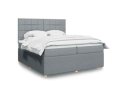 Vidaxl Cama Com Molas/colchão 200x200 Cm Tecido Cinza-claro