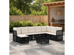 Vidaxl Conjunto De Sofá De Jardim 9 Unid. Preto Vime Pe