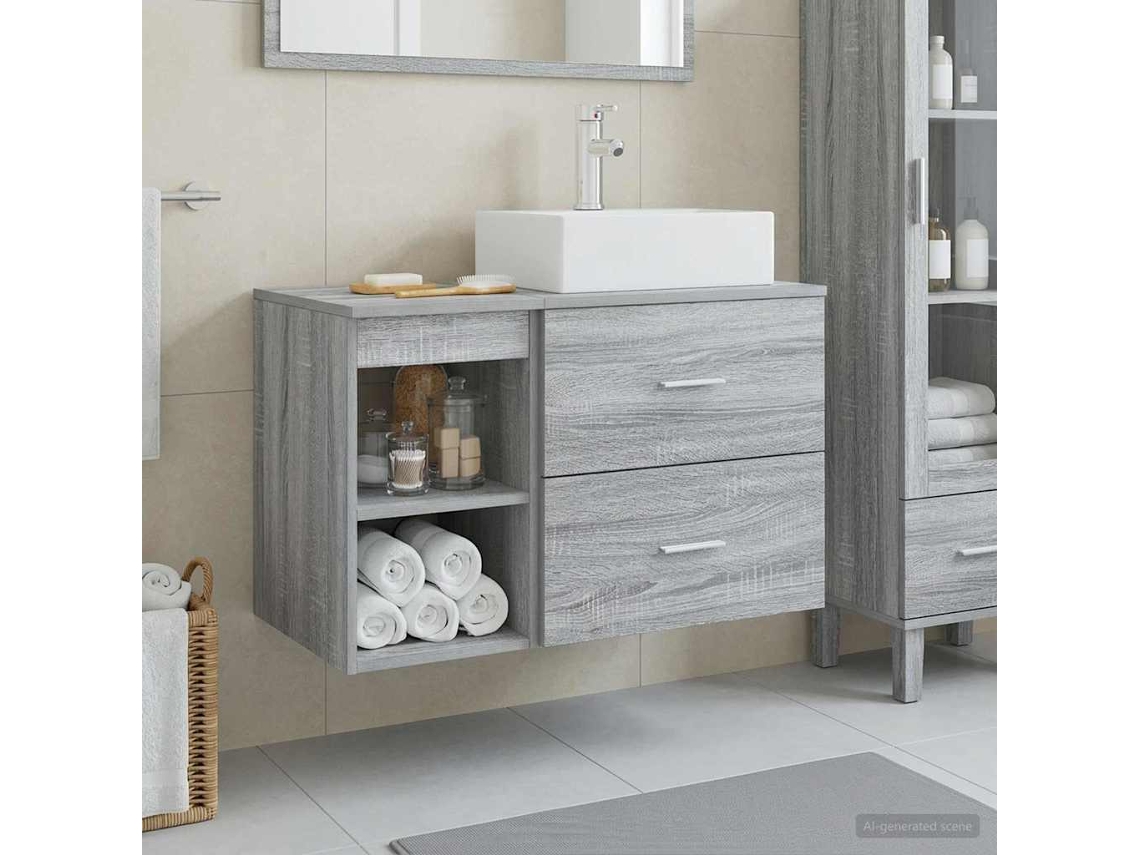 Vidaxl Conjunto De Móveis Para Banheiro 2 Unid. Sonoma Cinzento
