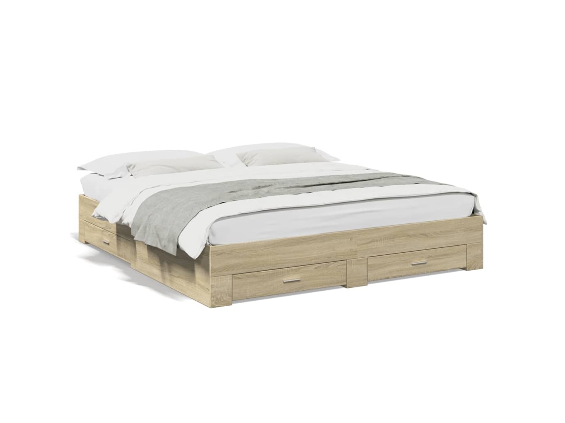 Bed Frame, Bed Frames Vidaxl Marrom Madeira Processada (200 X 200 Cm)