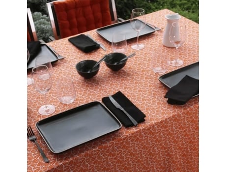 Toalha De Mesa Sud Etoffe Retangular Laminada Laranja Algodão Verde (250 Cm)