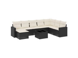 Conjunto 9 de sofás p/ jardim c/ almofadões vime PE preto