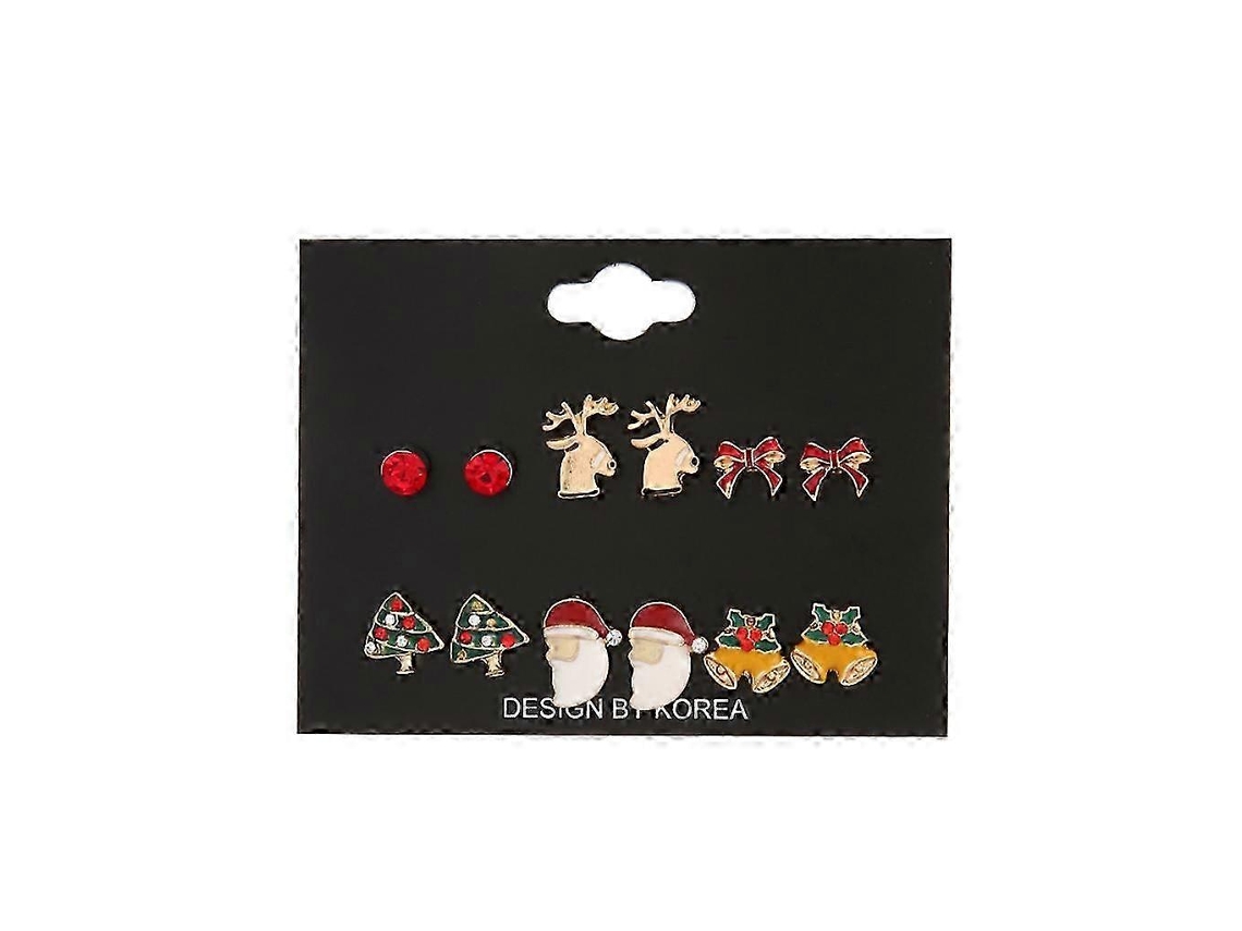 Conjunto De Brincos De Stud Natalinos, Alce E Árvore, Pequenos
