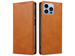 Capa Em Couro Pu Magnético Para Apple Iphone 16 Pro Max - Cáqui