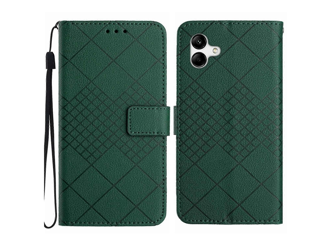Capa De Couro Com Textura De Grade Rômbica Para Samsung Galaxy A06 5g