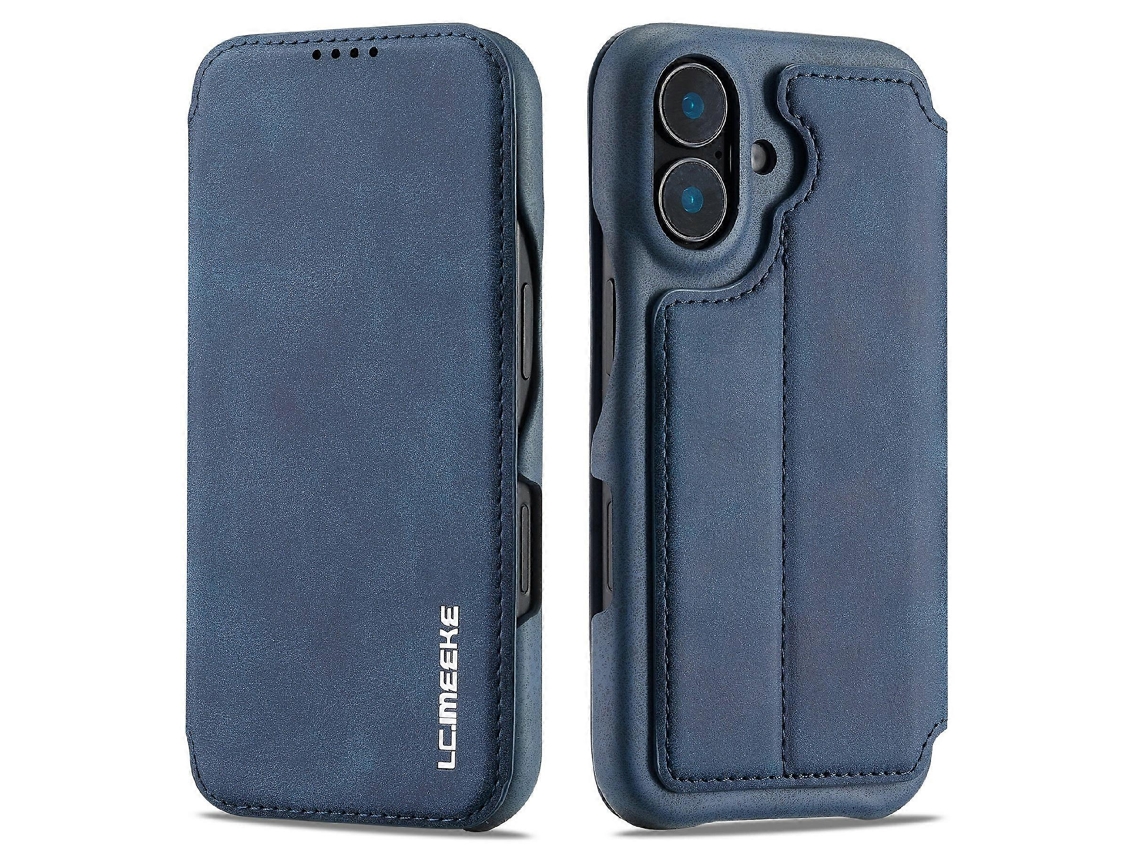 Capa Em Couro Com Suporte Para Cartão, Compatível Com Iphone 17 (azul)