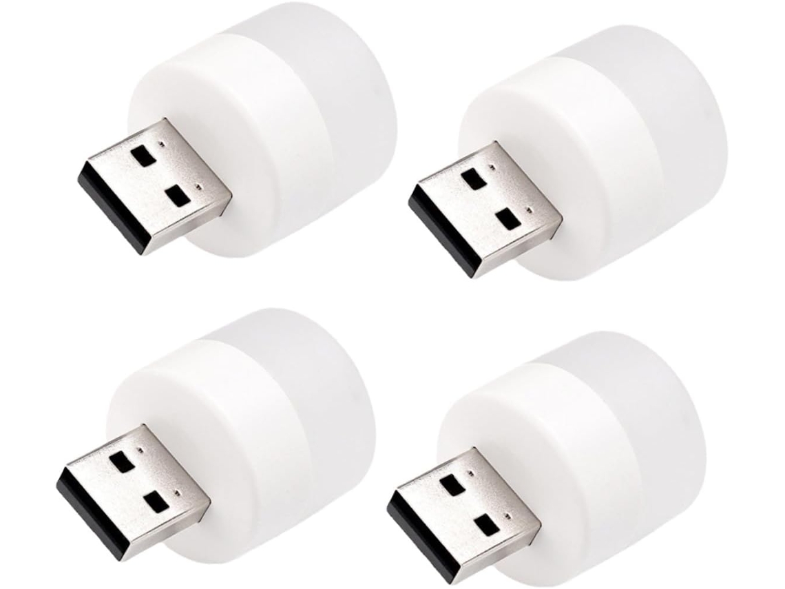 Conjunto De 4 Mini Luminárias Led Portáteis Redondas Com Luz Quente,