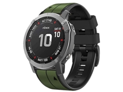 Pulseira De Relógio Lurelia Para Garmin Fenix 7x Listras Verticais Em Silicone Bicolor Exército Verde Preto