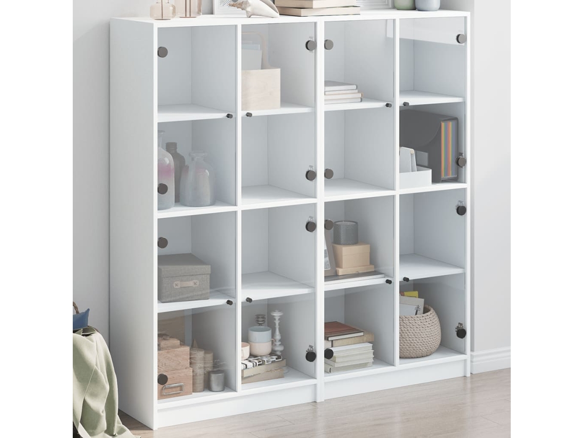 Vidaxl Estante C/ Portas 136x37x142 Cm Derivados De Madeira Branco