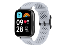 Bracelete Para Redmi Watch 3 Active / Lite - Silicone Respirável - Fivela De Aço Preta Cinza
