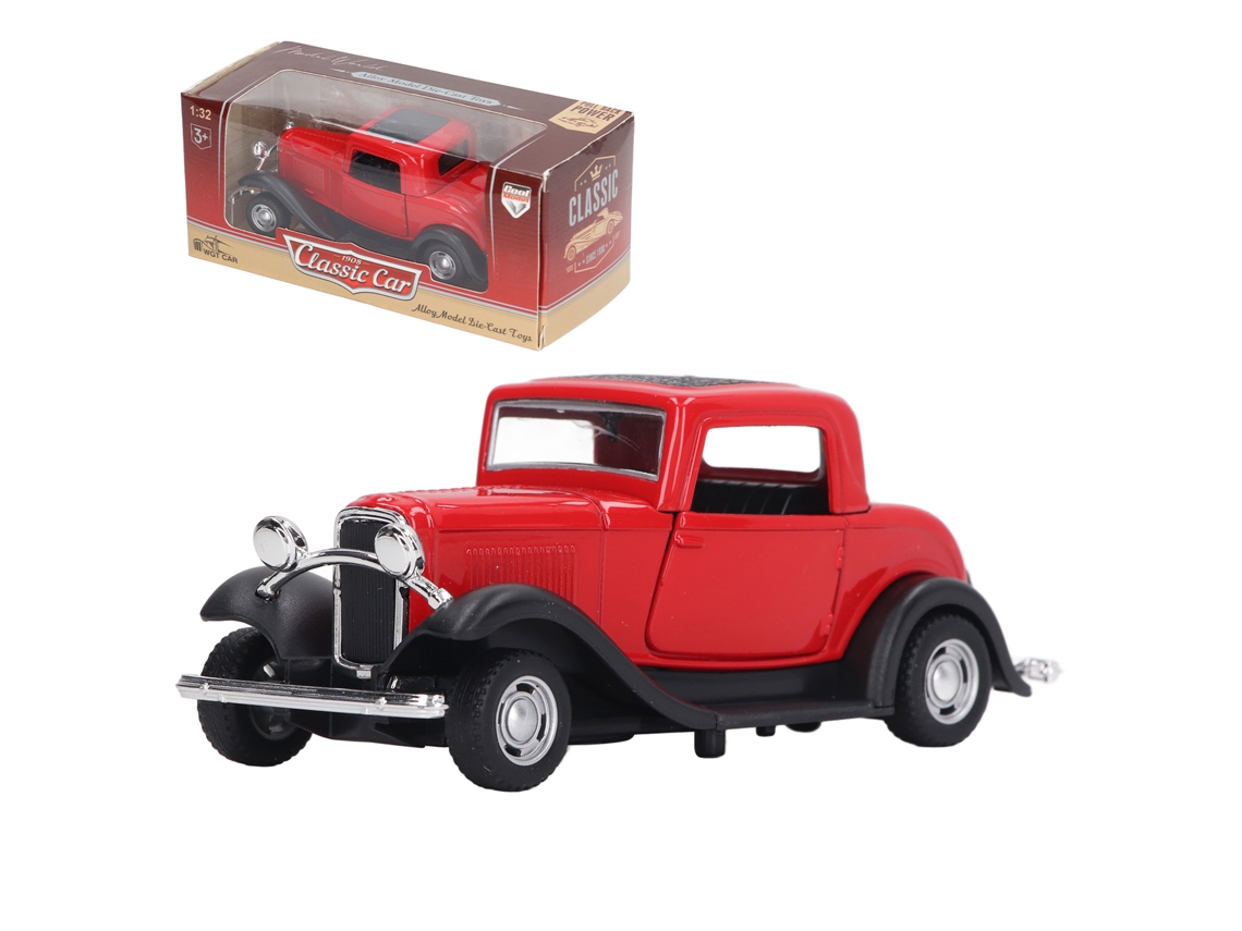 Mali modelo de Carro Clássico 1:32 Liga Vintage com Portas Abertas e Mecanismo Pullback Vermelho