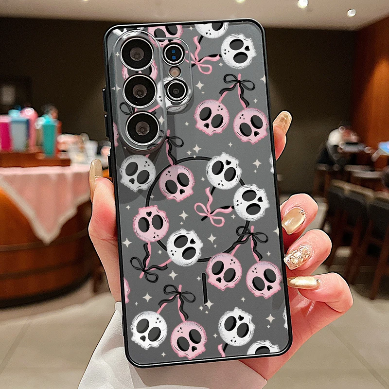 Capa Para Celular Galaxy S24 Com Estampa Criativa De Caveira E Sistema Magnético (preto)