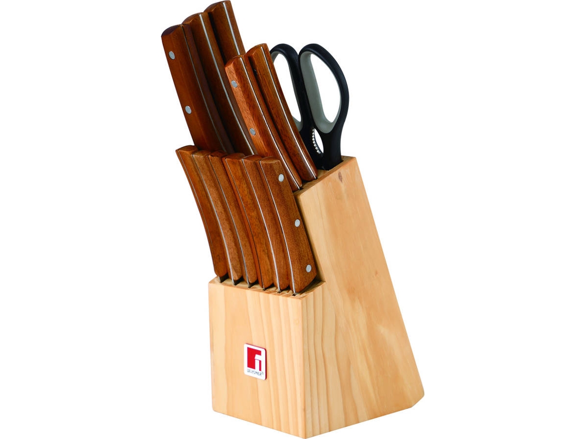 Conjunto 11 Facas de Cozinha + Tesoura BERGNER BG-8911-MM (Aço inox - 11,5x21,5x33cm)