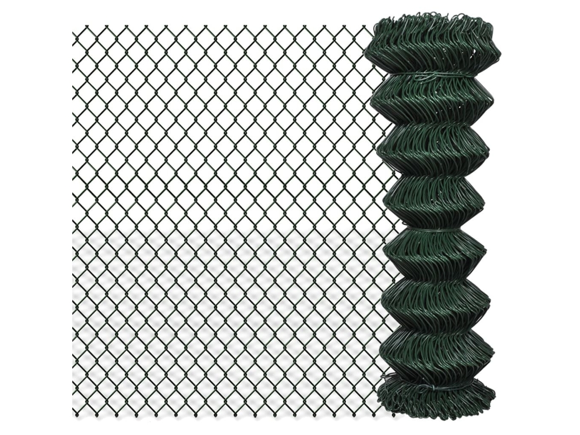 Vidaxl Cerca De Arame 1,25x15 M Aço Verde