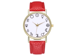 Relógio analógico de quartzo Zhoulianfa para homem e mulher com pulseira de PU (vermelho)