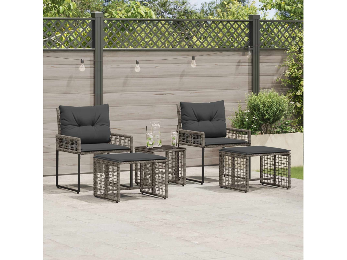 Vidaxl Conjunto De Móveis Para Exterior Com Almofada 5 Pcs Cinzento