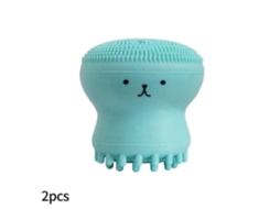 Conjunto de 2 Escovas Limpeza Facial Silicone em Formato Polvo, Massageadoras e Esfoliantes Faciais. GOKOCO