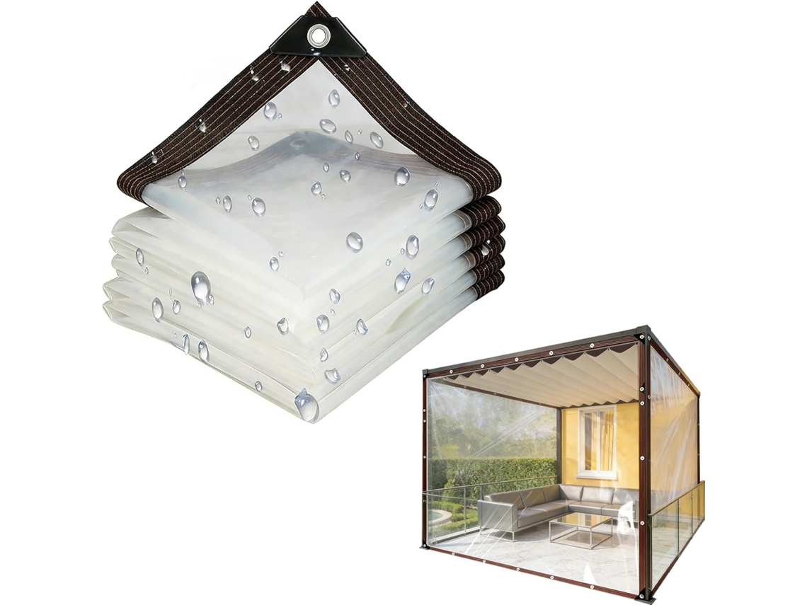 Outdoor Transparent Tarps, Clear Vinyl Tarp, With Metal Grommets, Rope, Heavy Duty Waterproof Plastic Pe Tarpaulin For