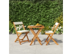 Pcs Conjunto Bistrô Dobrável C/ Almofadões Acácia Maciça Dkd Home Decor