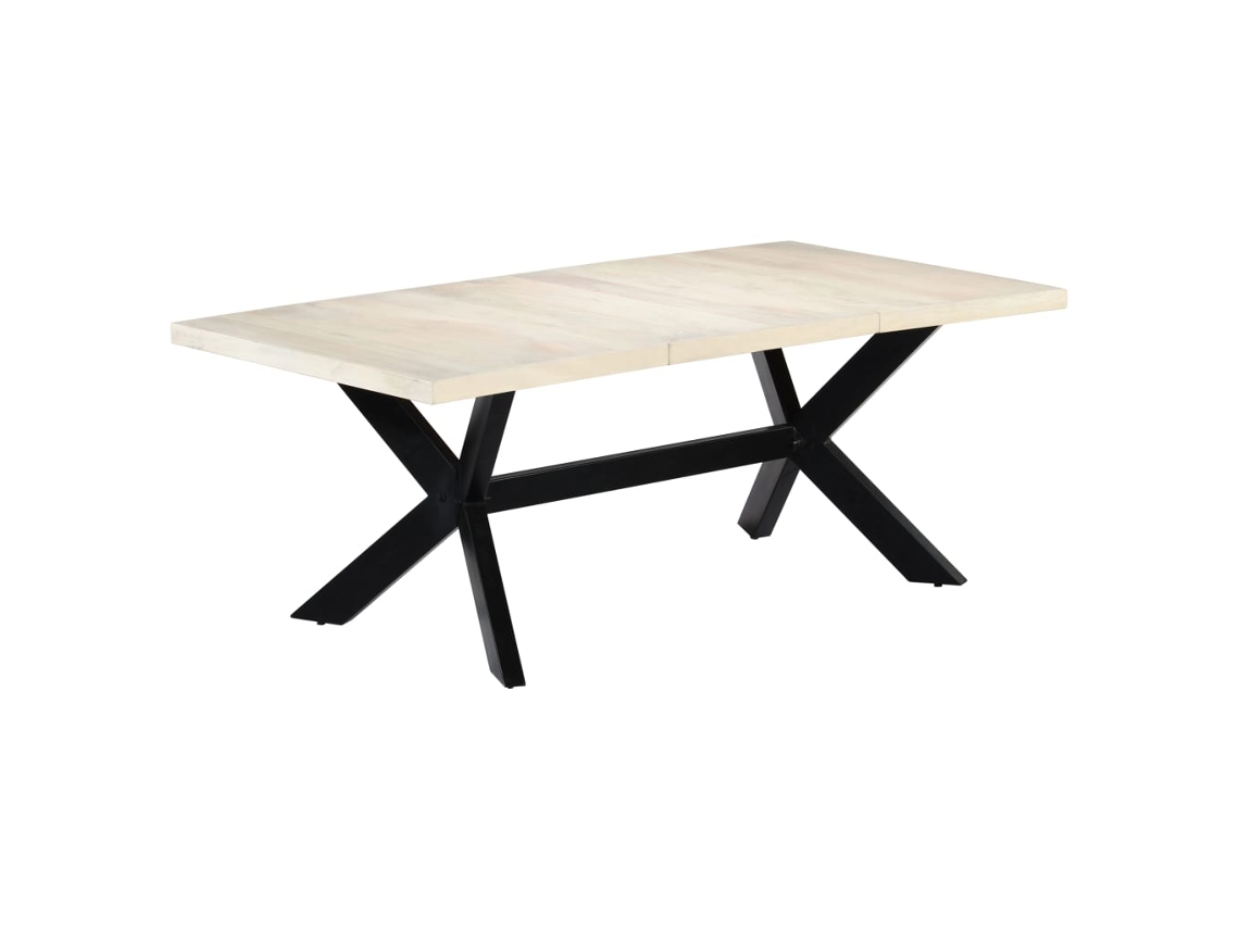 Vidaxl Mesa De Jantar 200x100x75 Cm Madeira De Mangueira Maciça Branco