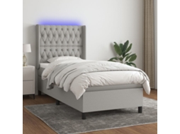Vidaxl Cama Box Spring C/ Colchão e Led 80x200 Cm Tecido Cinza claro
