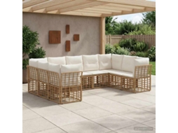 Vidaxl Conjunto De Sofás Para Exterior Natural E Branco Creme