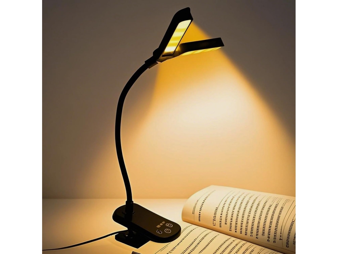 Luminária De Leitura Recarregável Com 14 Leds, Luminária De Leitura Dobrável Com Duas Cabeças, 3 Temperaturas De Cor