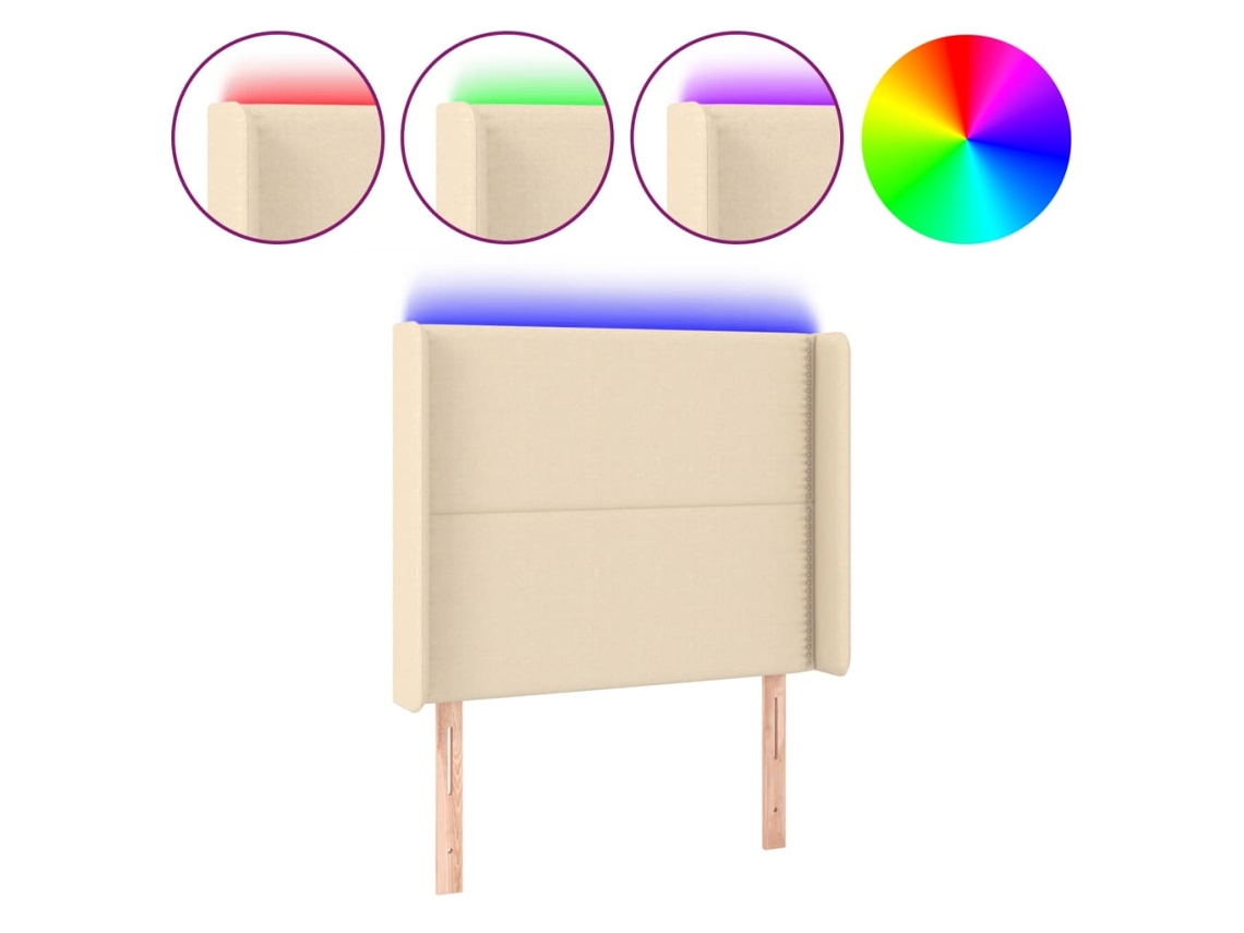 Led Headboard, Led Headboards Vidaxl Creme Tecido (103 X 16 X 118/128 Cm)