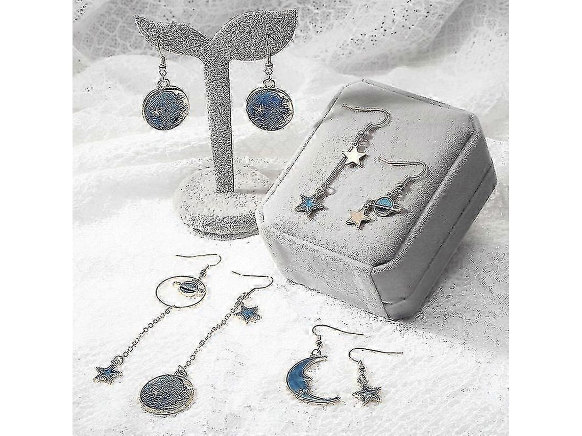 Conjunto De Brincos Pingentes Lua, Estrela E Saturno, 5 Pares, Para Mulheres E Adolescentes