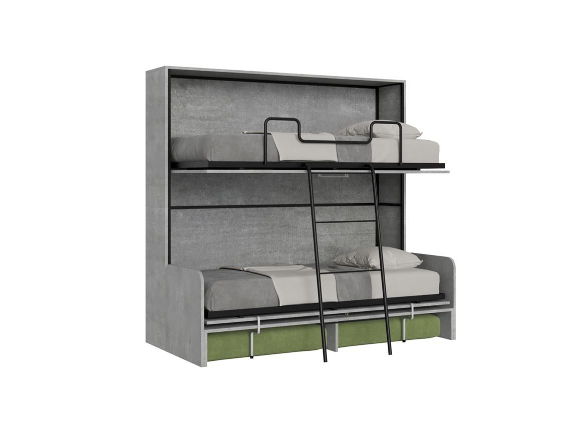 Cama De Casal Kando Com Sofá E Colchões De Cimento, Verde