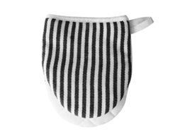 Luvas De Forno Resistentes Ao Calor Com Padrão De Listras E Cordão, Algodão Grosso, Pretas, Para Micro-ondas E Churrasco