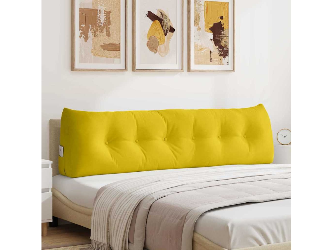 Vidaxl Travesseiro Para Costas Amarelo 180 X 24 X 50 Cm Veludo