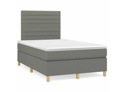 Vidaxl Cama Box Spring C/ Colchão E Led 120x190 Cm Tecido Cinza-escuro