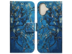 Capa Em Couro Pu Para Apple Iphone 16 Plus - Flores De Alperce