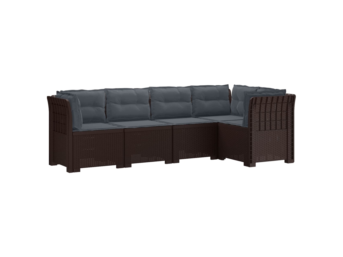 Vidaxl Sofá De Jardim De 5 Pessoas Com Almofadas Visual De Rattan Pp