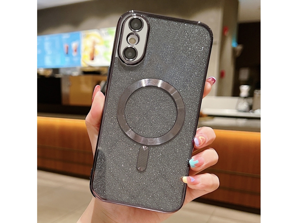 Capa De Tpu Para Iphone Xs Max - Glitter - Acabamento Eletroplástico - Magsafe