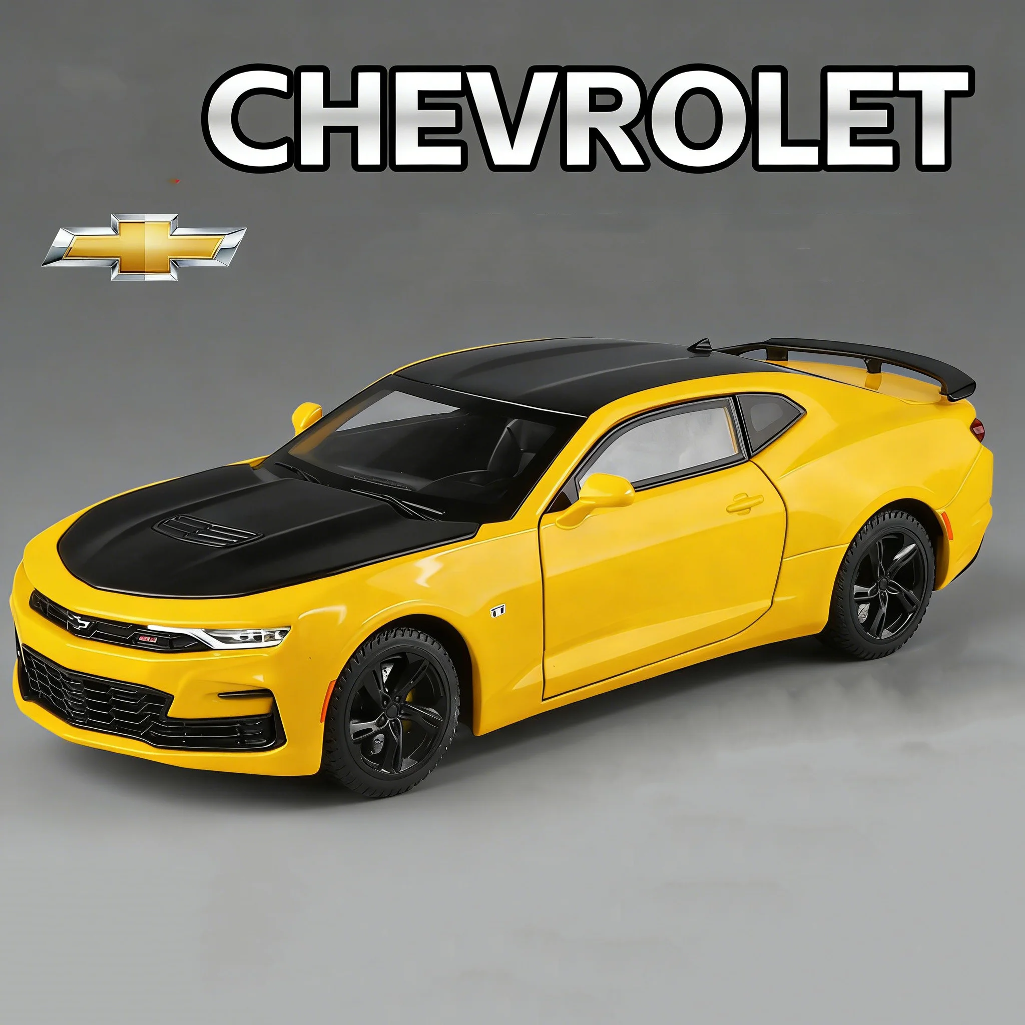 (amarelo) Miniatura De Carro Em Metal Fundido Na Escala 1:24 Com Efeitos De Som E Luz.