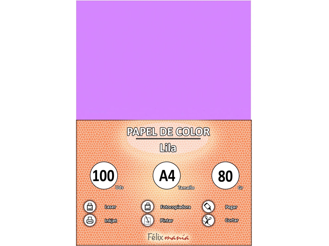 Papel 80Gr A4 Lilás 100 Folhas
