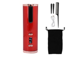 2026 plancha de Rizado Automático Inalámbrica Usb com Tela Lcd e Cilindro Cerâmico Vermelho