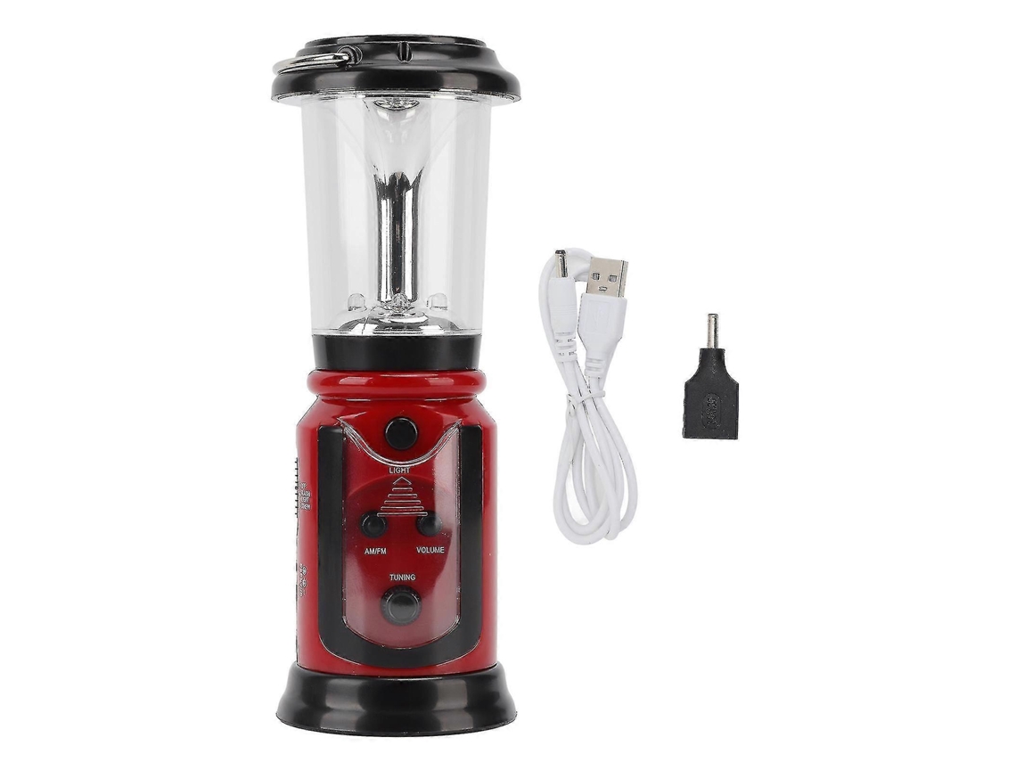Rádio De Manivela Recarregável Usb, Rádio Am/fm Funcional, Luz Led Piscante Para Câmera, Vermelho Escuro Olysi Shop