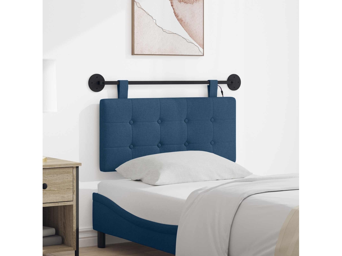 Vidaxl Cabeceira Suspensa Com Luz Led Azul Tecido