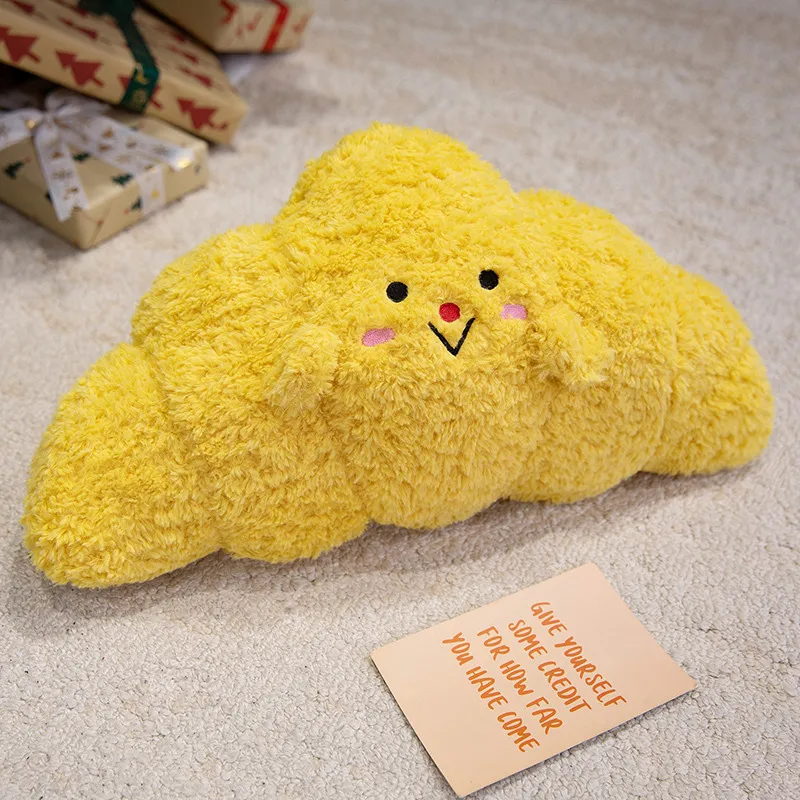 Almofada para Adultos em Formato de Croissant, Macia e Confortável. MDUG (amarelo, 45cm)