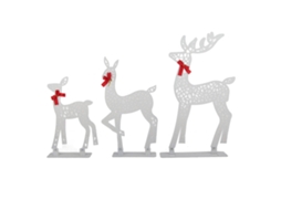 Renas De Natal Set 3 Com Luz Led Branca Quente